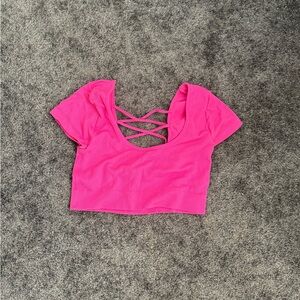 Aerie Hot Pink Crisscross Back Crop Top
